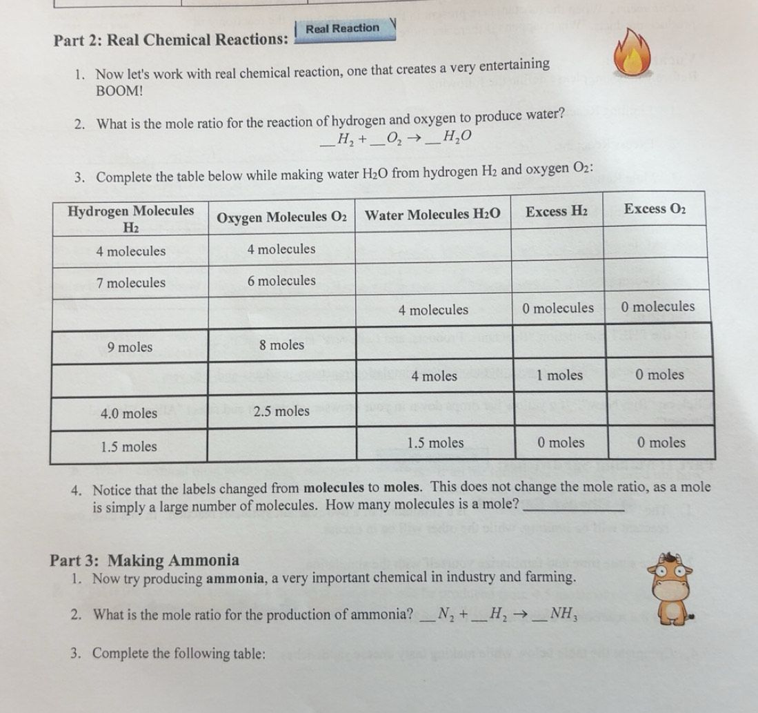 Risolto:Real Chemical Reactions: Real Reaction 1. Now let's work with ...
