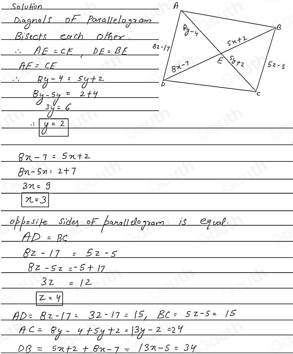 solved-given-parallelogram-abcd-below-a-find-the-values-of-x-y-and