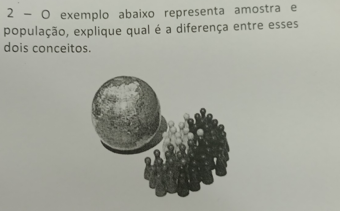 2 - 0  exemplo abaixo representa amostra e 
população, explique qual é a diferença entre esses 
dois conceitos.