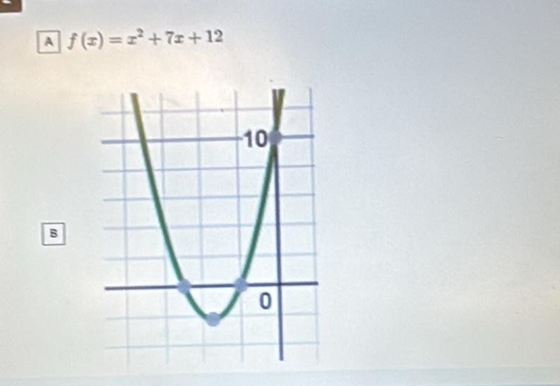 A f(x)=x^2+7x+12
B