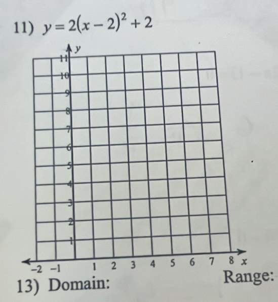 y=2(x-2)^2+2
13) Domain: 
ge: