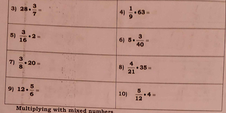 Multiplying with mixed numbers