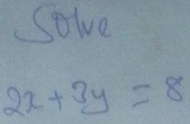 Solve
2x+3y=8