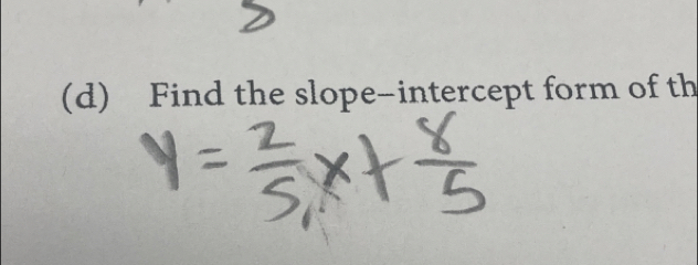 Find the slope-intercept form of th