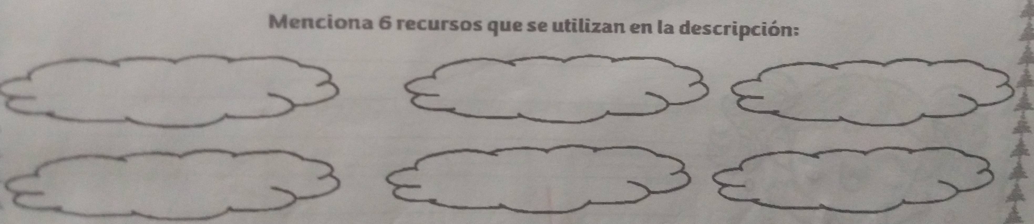 Menciona 6 recursos que se utilizan en la descripción: