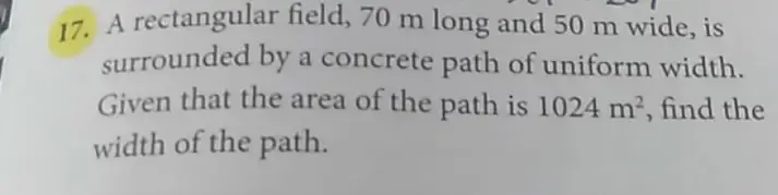 Solved: A rectangular field, 70 m long and 50 m wide, is surrounded by ...