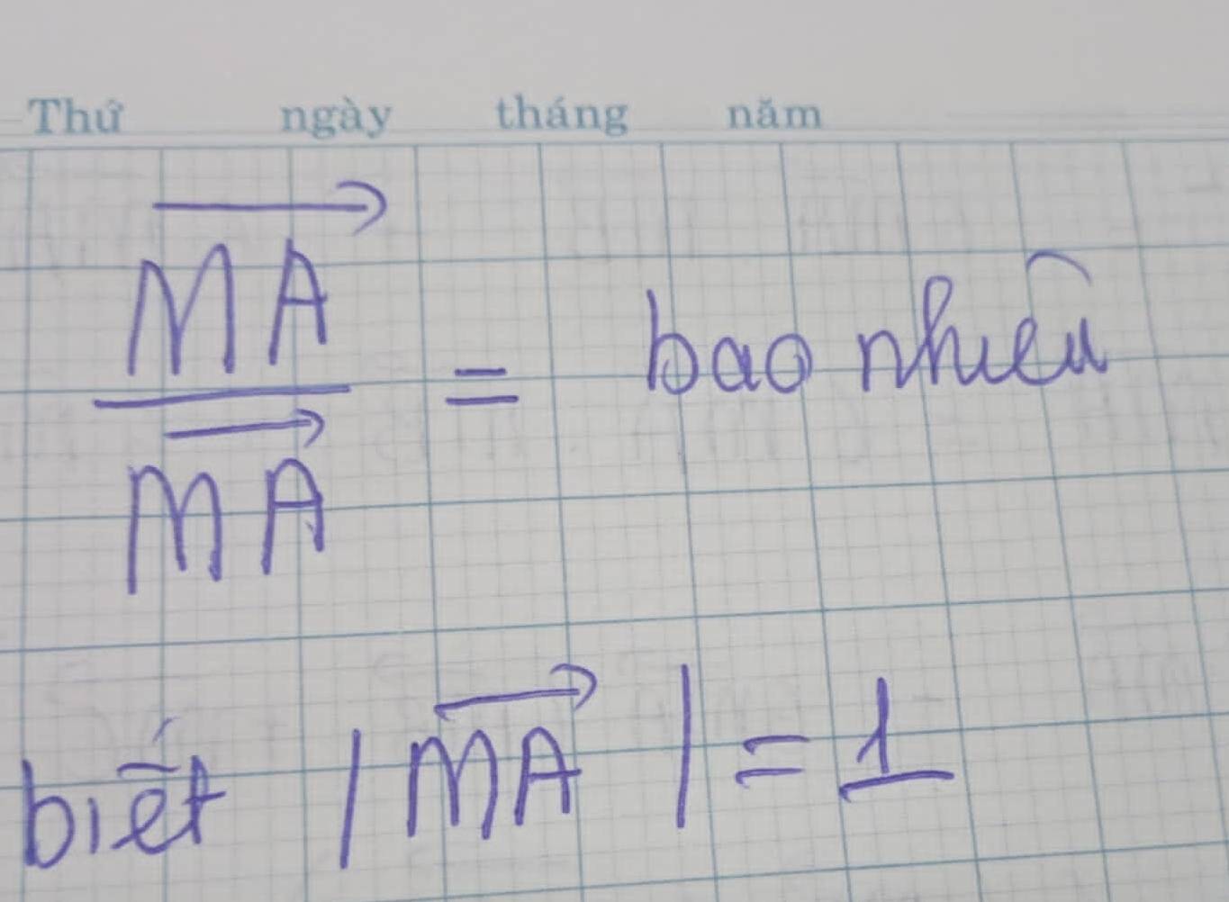 overrightarrow MA=basn=bat 
bier
|vector MA|=1