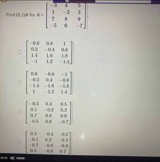 Find (0.2)A for
00:00