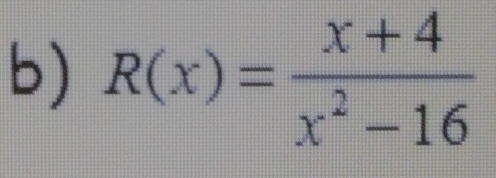 R(x)= (x+4)/x^2-16 