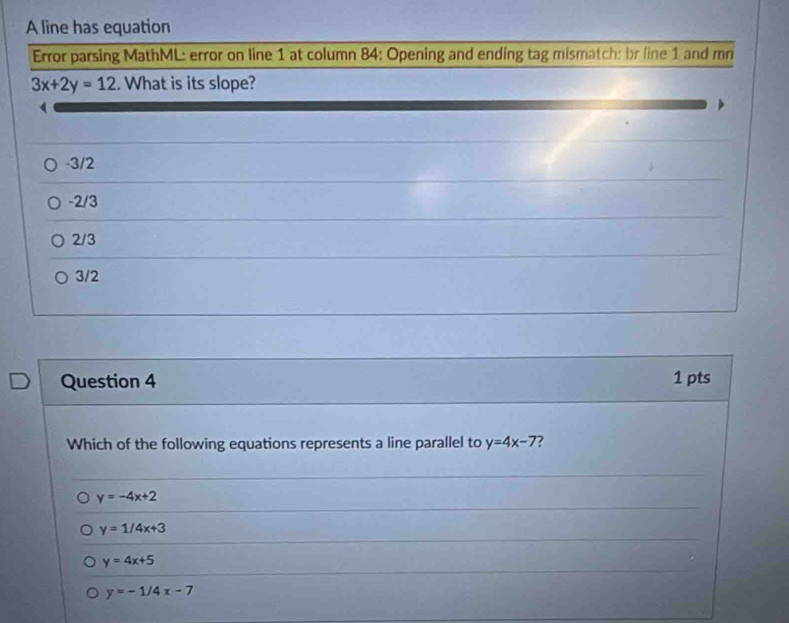 Solved: A line has equation Error parsing MathML: error on line 1 at ...