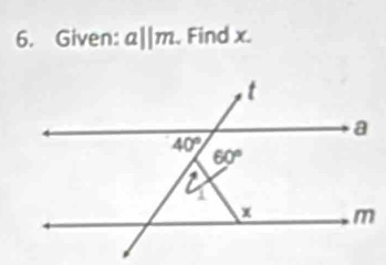 Given: a||m. Find x.