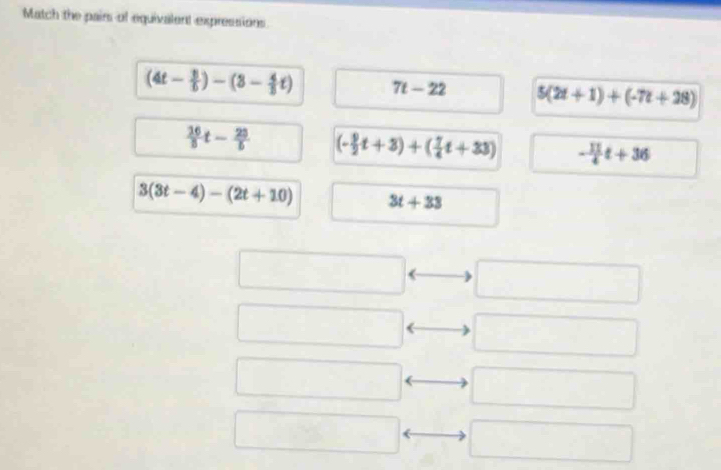 Match the pairs of equivalent express