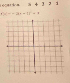 equation. 5 4 3 2 1
f(x)=-2(x-1)^2+3