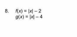 f(x)=|x|-2
g(x)=|x|-4