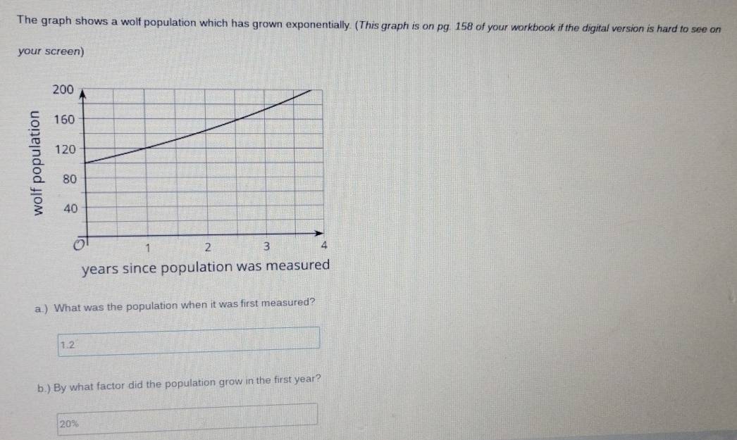 Solved: The graph shows a wolf population which has grown exponentially ...
