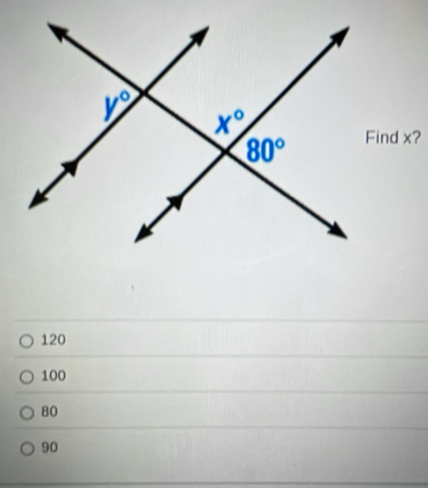 Find x?
120
100
80
90