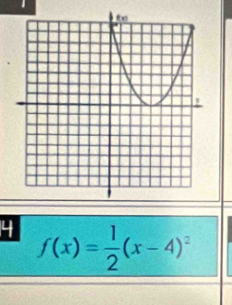 4 f(x)= 1/2 (x-4)^2