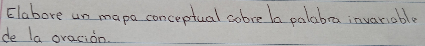 Elabore un mapa conceptual sobre la palabra invariable 
de la oracion.