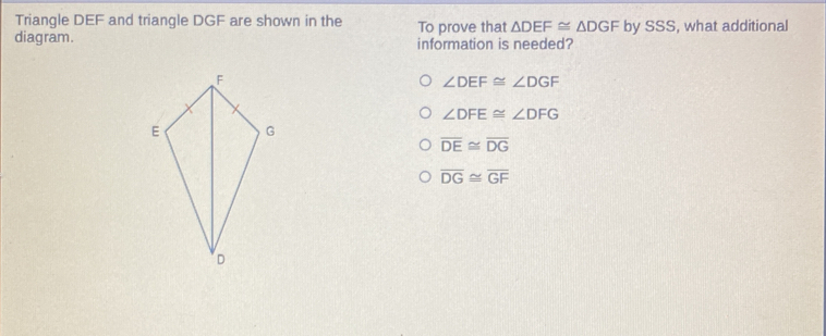 Solved: Triangle DEF and triangle DGF are shown in the diagram. To ...
