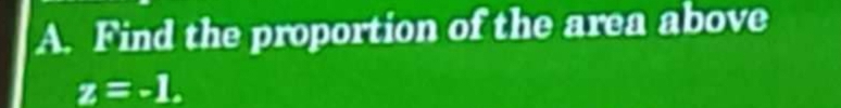 Find the proportion of the area above
z=-1.