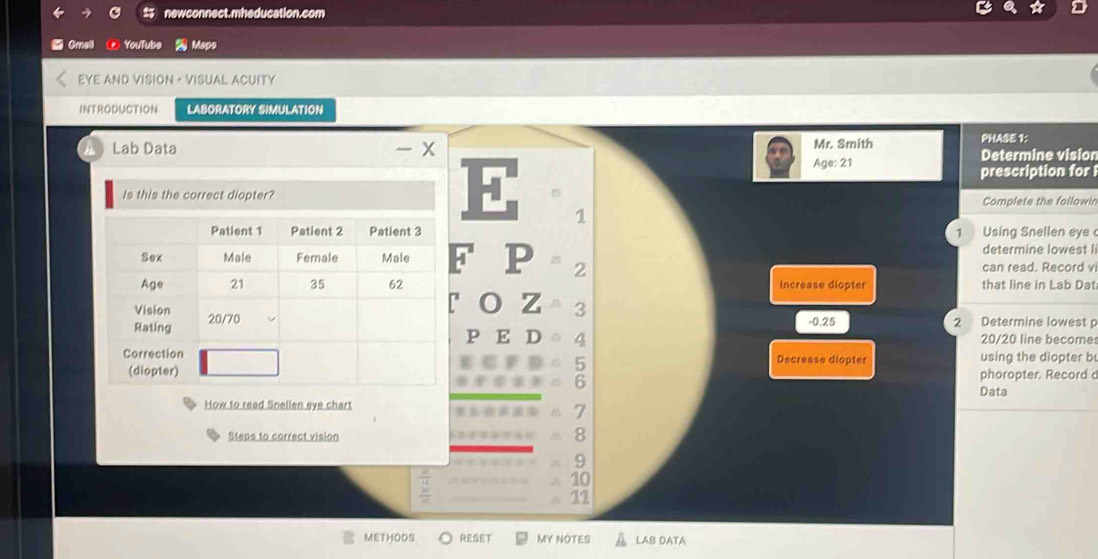 Solved: newconnect.mheducation.com Gmall 《 YouTube Maps EYE AND VISION ...
