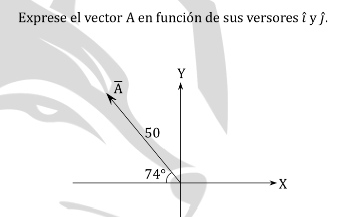 Exprese el vector A en función de sus versores î y î.