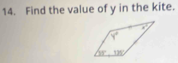 Find the value of y in the kite.