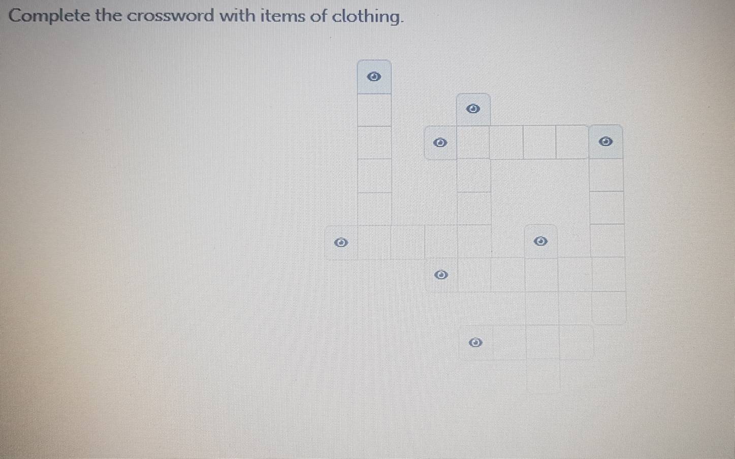 Complete the crossword with items of clothing.