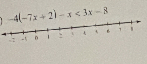  -4(-7x+2)-x<3x-8</tex>