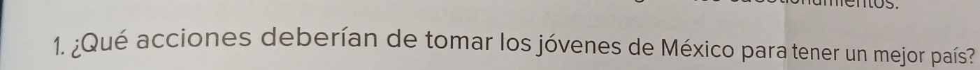 ¿Qué acciones deberían de tomar los jóvenes de México para tener un mejor país?