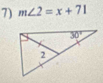 m∠ 2=x+71