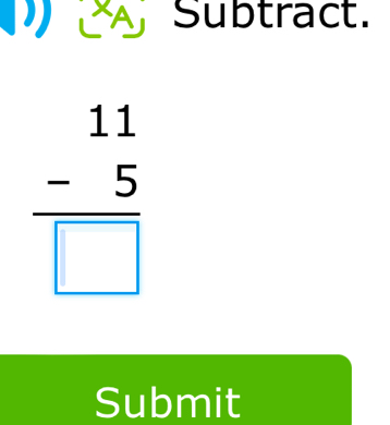 ) Subtract.
frac beginarrayr 11 -5endarray □ 
Submit