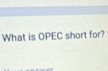 What is OPEC short for?