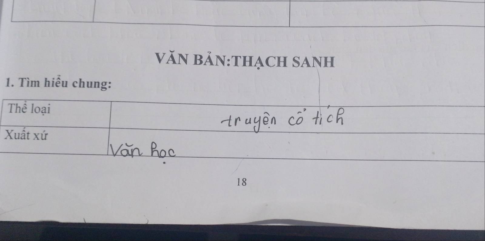 VăN BảN:ThạcH SAnh 
1. Tìm hiểu chung: 
Thể loại 
Xuất xứ
18