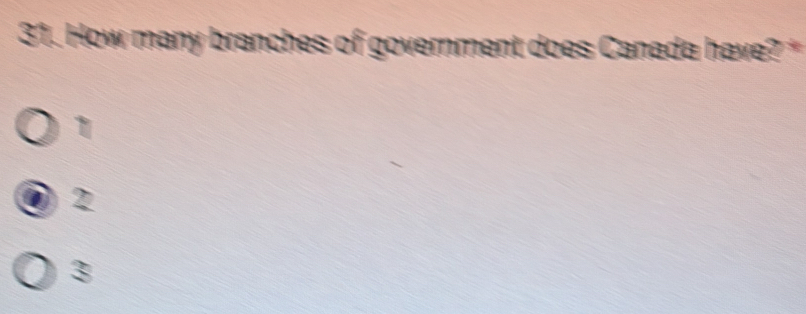 How many branches of government does Canada have? *
1
2
3