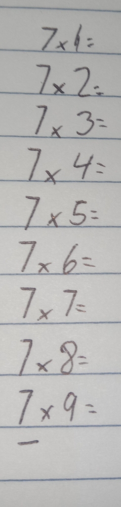 7* 4=
7* 2=
7* 3=
7* 4=
7* 5=
7* 6=
7* 7=
7* 8=
7* 9=