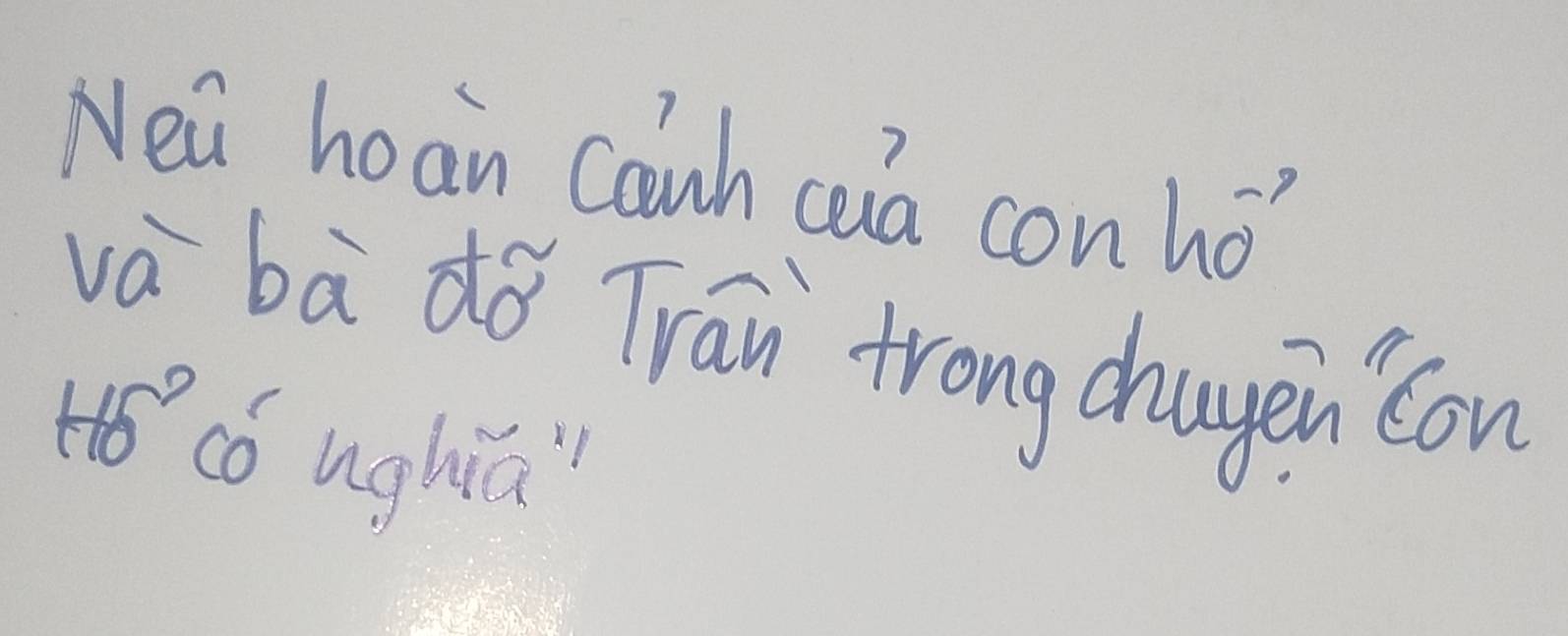 Nea hoan Canh cua con ho? 
vè bàdǒ Trán trong chagen con 
Hǒ Có ughiā