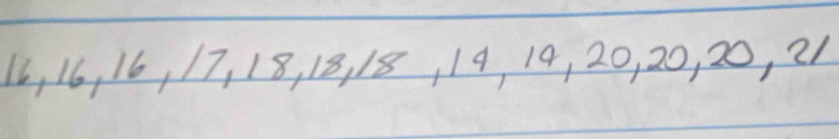 16, 16, 16, 17, 18, 18, 18, 19 19, 20, 20, 20, 21