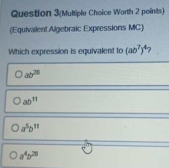 Solved: Question 3(Multiple Choice Worth 2 points) (Equivalent ...