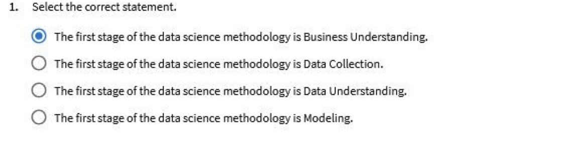 Solved: Select the correct statement. The first stage of the data ...
