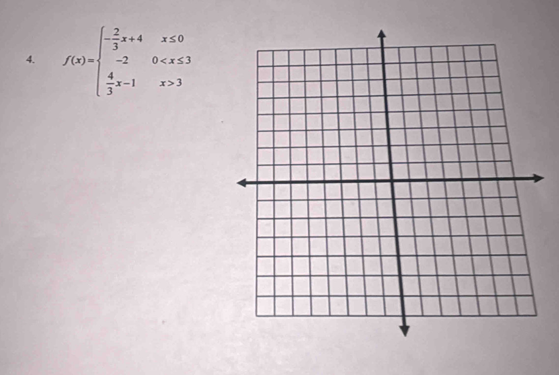 f(x)=beginarrayl - 2/3 x+4x≤ 0 -20 3endarray.