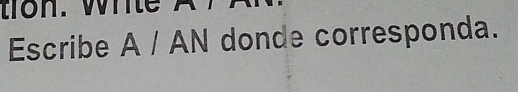 Escribe A / AN donde corresponda.