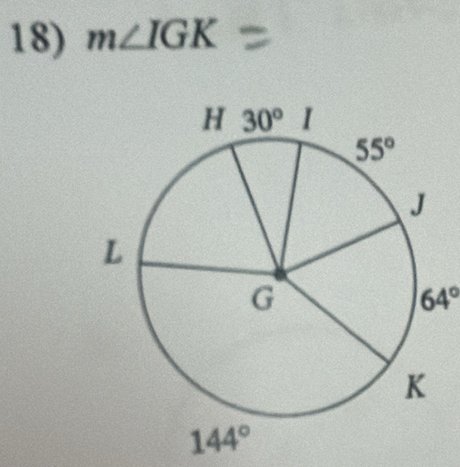 m∠ IGK
64°