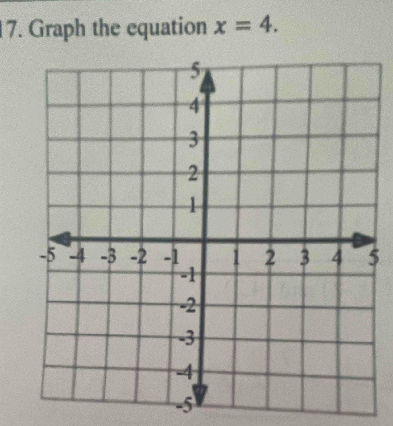 Graph the equation x=4. 
5