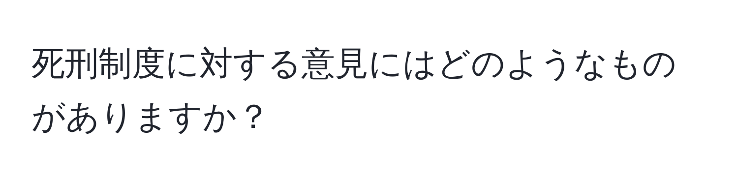 死刑制度に対する意見にはどのようなものがありますか？