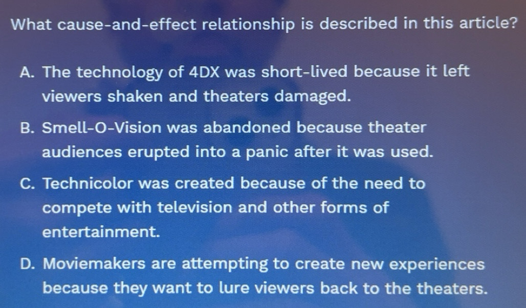 Gelöst:What cause-and-effect relationship is described in this article ...