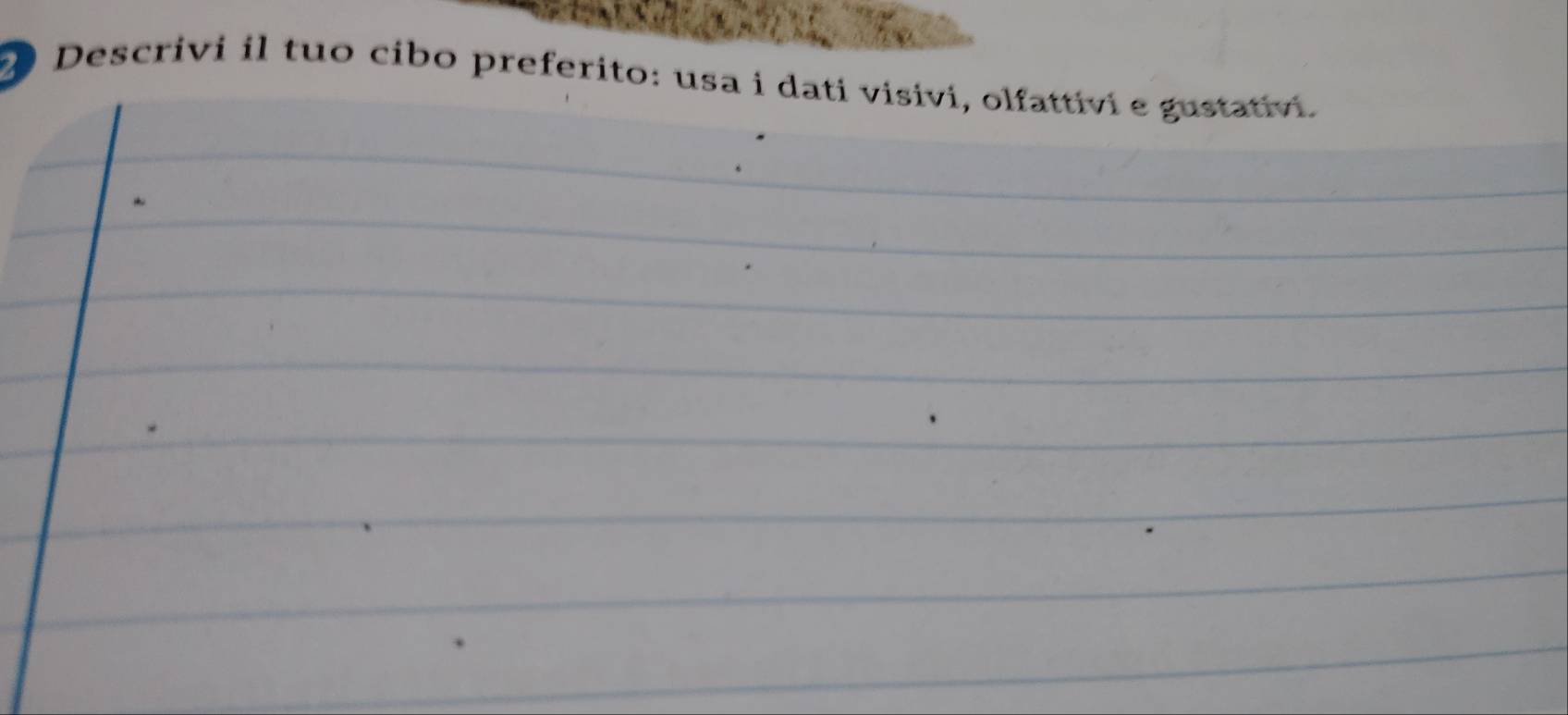 Descrivi il tuo cibo preferito: usa i dati visivi, olfattivi e gustativi.