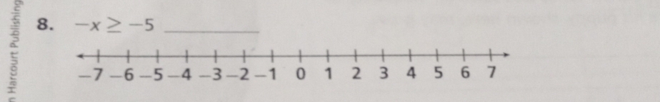 5 8. 
_ -x≥ -5