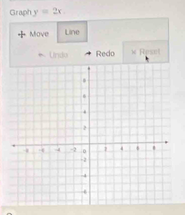 Graph y=2x
Move Line 
Undo Redo × Resel