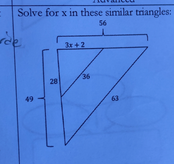 Solve for x in these similar triangles: